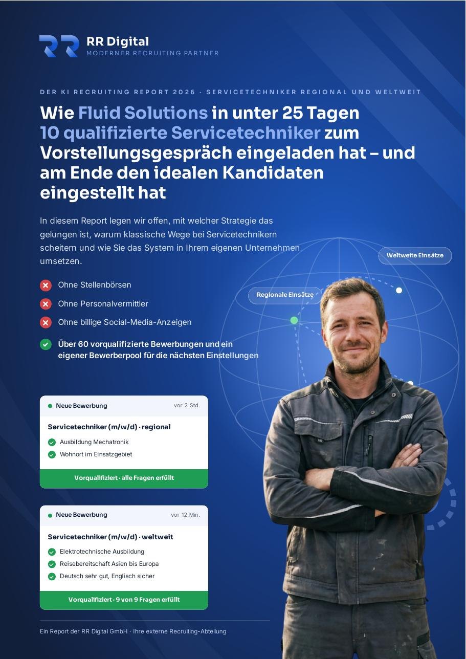 Deckblatt des KI Recruiting Reports 2026 für Servicetechniker