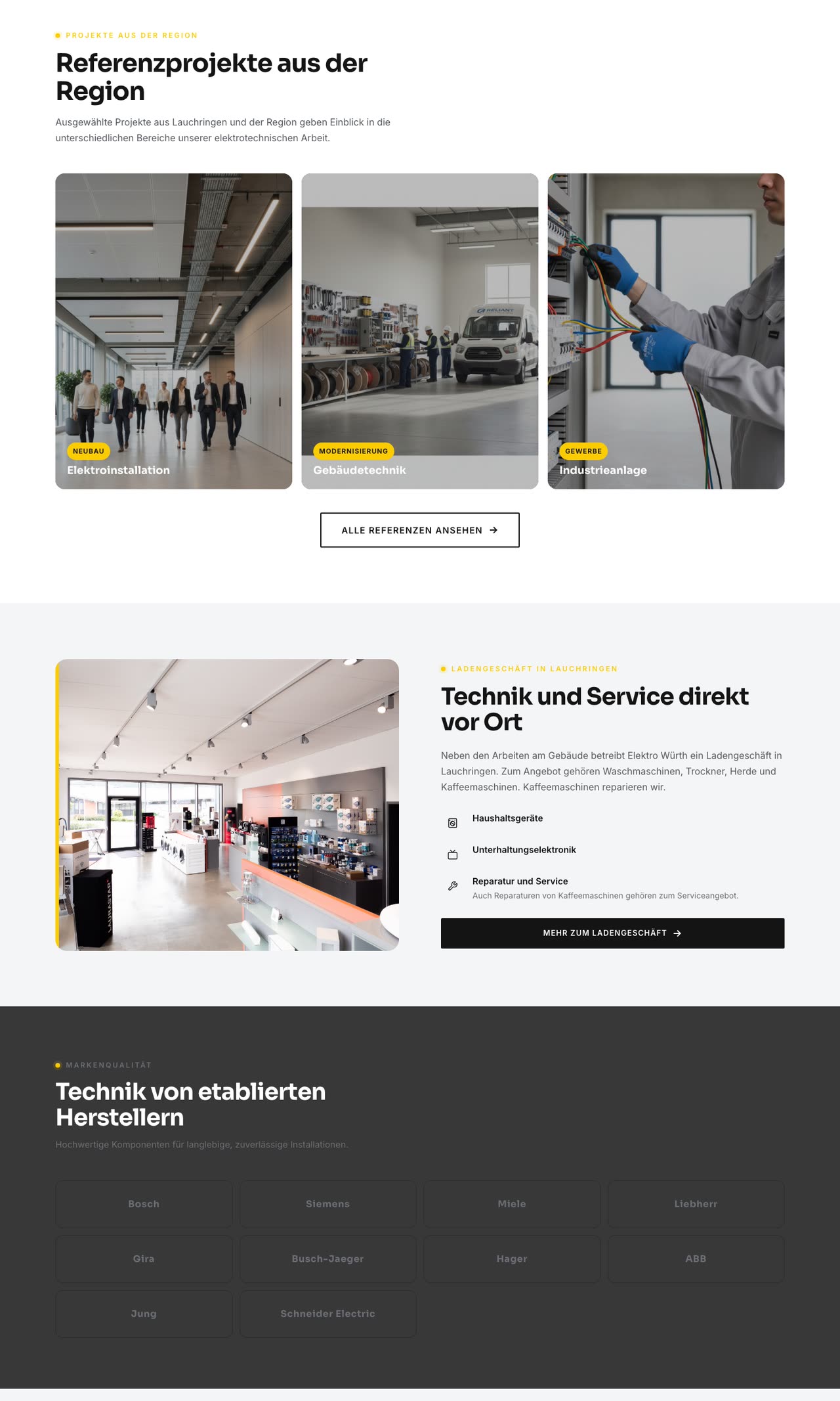 Webseite von Elektro Würth, Lauchringen