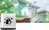 Schalter für Smart Home-Steuerung mit Haus-Symbol und Icons für Licht, Temperatur, Sicherheit, Schloss und WLAN.