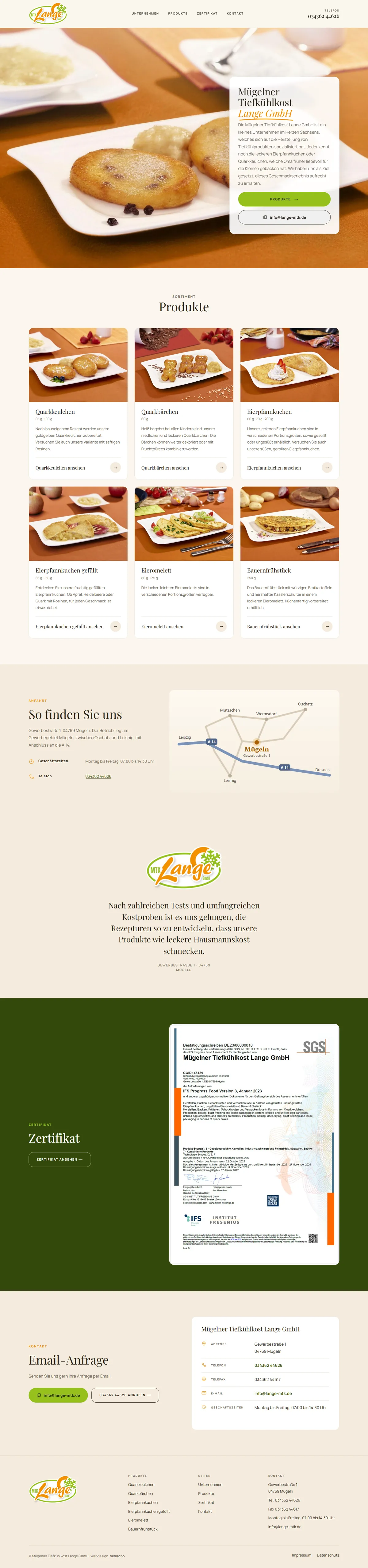 Die Startseite von tiefkuehlkost-muegeln.de in der Desktop-Ansicht