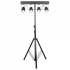 Black stage light bar with four bright LED par lights on a black tripod stand.