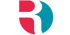 Abstraktes Logo in Rot und Türkis, das eine stilisierte Form eines "B" oder "R" darstellt.