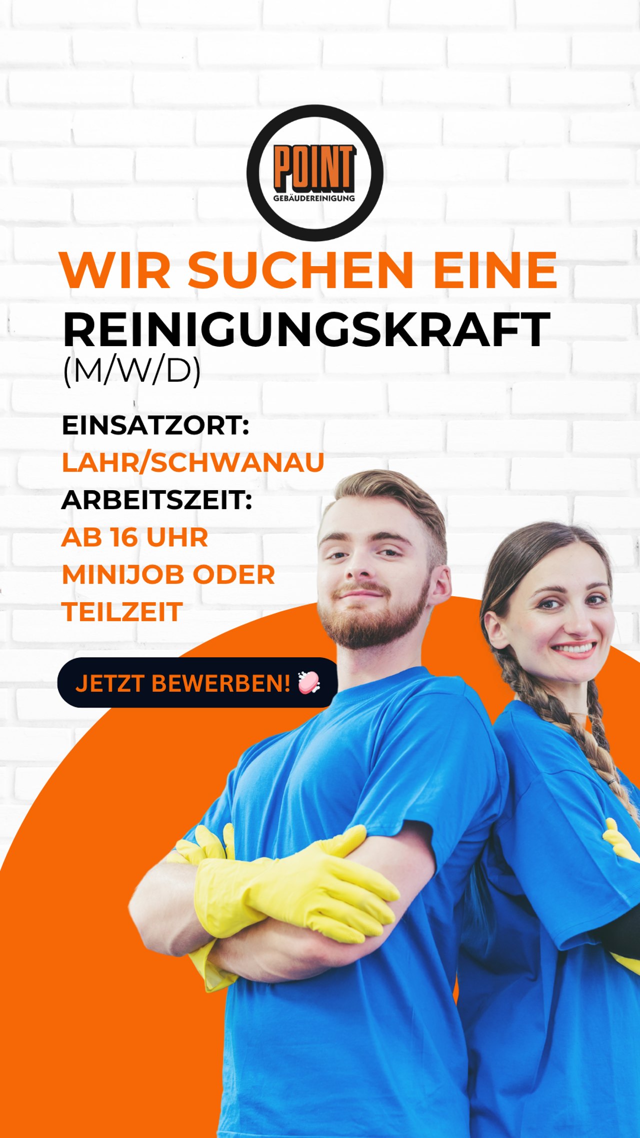 Recruiting-Anzeige POINT Gebäudereinigung: Reinigungskraft gesucht, Einsatzort Lahr und Schwanau