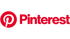 Rotes Pinterest-Logo mit weißem "P" in einem Kreis und dem Schriftzug "Pinterest" daneben.