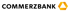 Das Commerzbank-Logo mit schwarzem Text und einem orange-gelben Hexagon.