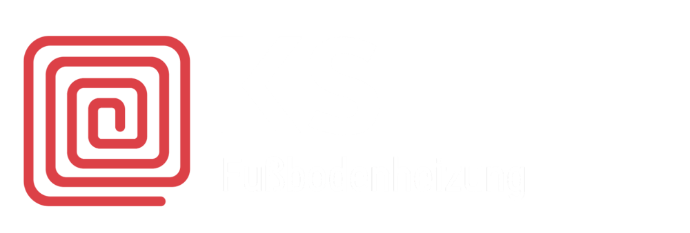 KS Fußbodenheizung Logo mit rotem Spiralsymbol und weißem Text auf schwarzem Hintergrund.