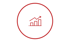 Rotes Kreissymbol mit aufsteigendem Balken- und Liniendiagramm.