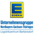 EDEKA Logo, darunter "Unternehmensgruppe Nordbayern-Sachsen-Thüringen", darunter "Logistikzentrum Berbersdorf".