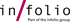 in/folio Logo mit dem Text "Part of the infolio group" darunter.