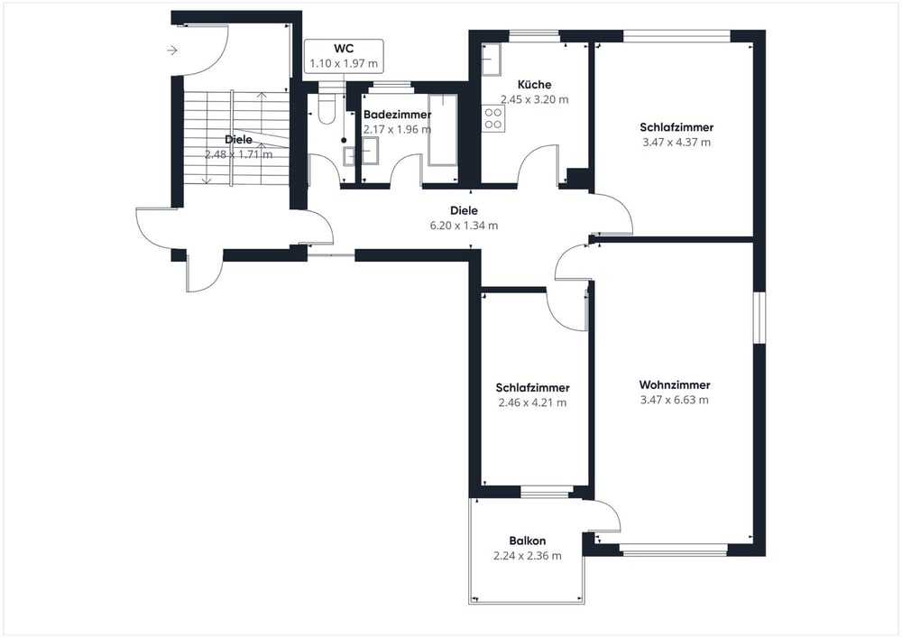 Beispielgrundriss K&A Quartier – Variante 2