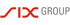 SIX GROUP Logo mit rotem "SIX" und grauem "GROUP" in Großbuchstaben.