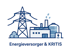 Umspannwerk, Kraftwerk, Strommast und Text "Energieversorger & KRITIS" auf dunkelgrünem Hintergrund - Krisenstab-Software Notfall- und Krisenmanager (NKM®).