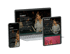 Website "Amelie.K" auf einem Smartphone, Tablet und Laptop, die eine Frau beim Singen zeigt.