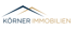 Dunkelgrünes Logo mit zwei stilisierten Dächern und dem Text „KÖRNER IMMOBILIEN“.