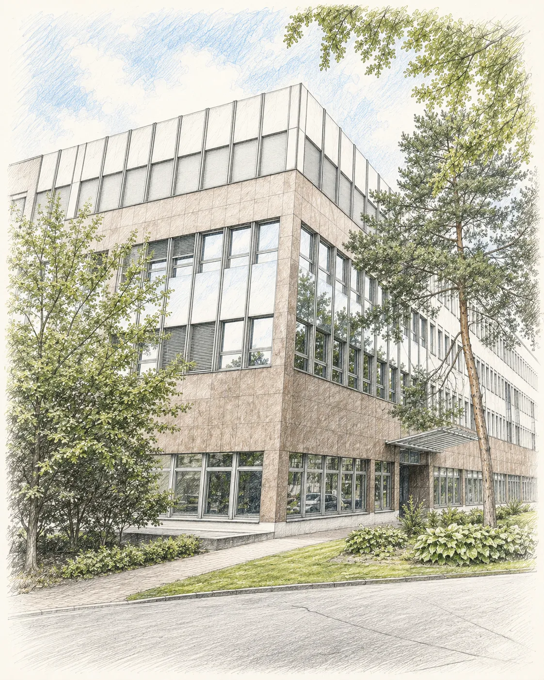 DEBIN Firmensitz, Südwestpark 108 in Nürnberg – Illustration
