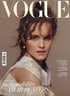 VOGUE-Cover mit Nahaufnahme einer Frau im natürlichen Look – Nachhaltigkeit & Eleganz im Fokus des Editorials.