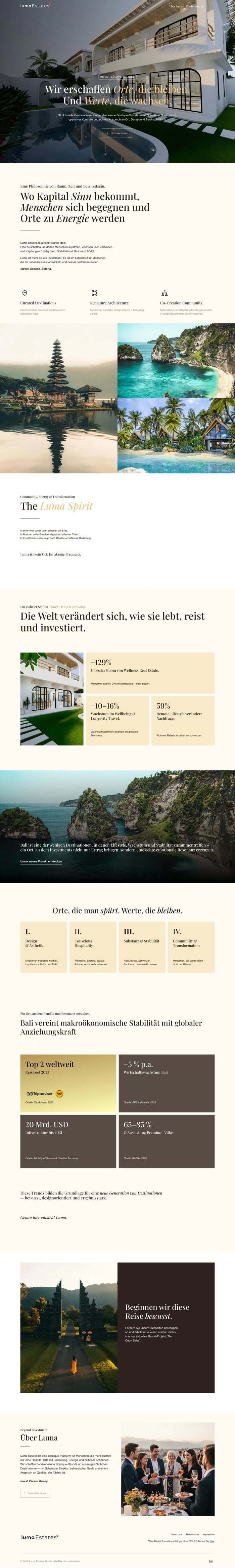 Website der Luma Estates GmbH