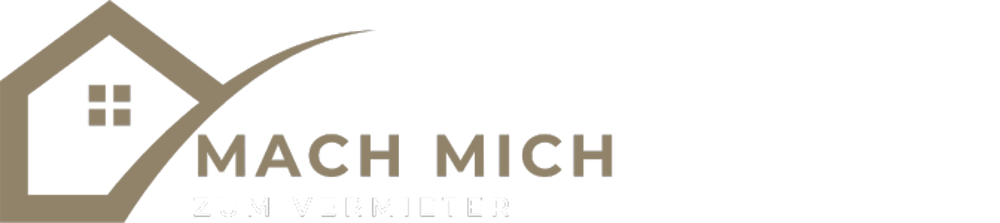 Haus-Logo mit Text "MACH MICH ZUM VERMIETER" auf grünem Hintergrund.