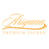Ariana Premium Safran Logo in Gold auf dunkelgrünem Hintergrund.