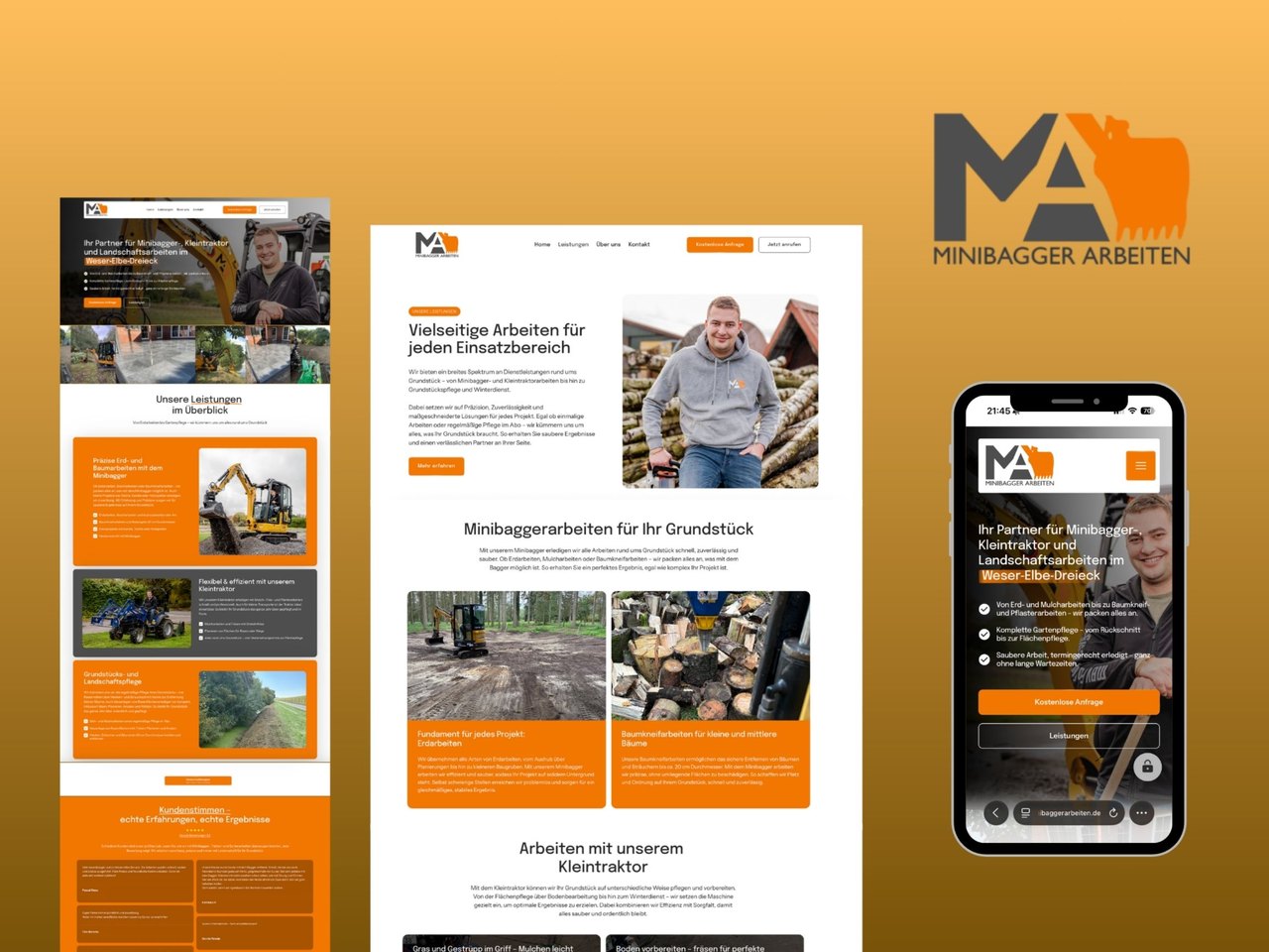 Marvin Axmann – MA Minibaggerarbeiten – Webdesign Referenz