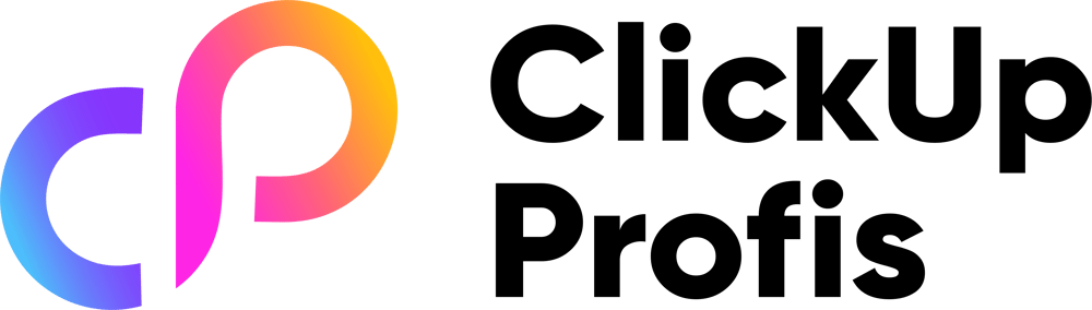 Logo mit farbigem "cp"-Symbol und dem Text "ClickUp Profis".
