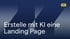 Text: "Erstelle mit KI eine Landing Page" auf dunkelblauem Hintergrund mit MKI-Logo.