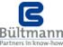 Blaues Bültmann Logo mit verschlungenem „B“ und Text „Bültmann Partners in know-how“.