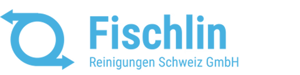 Fischlin Reinigungen Schweiz GmbH Logo mit sich überlappenden blauen Pfeilen, die einen Kreis bilden.