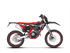 Schwarzes und rotes Beta RR 125 Enduro-Motorrad mit Stollenreifen und silbernem Auspuff.