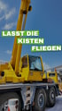 Zeigt das Titelbild für ein Reel von Jochum Holzwerker in dem gezeigt wird wie Kisten mit übergroßen Sonderformat mit einem Schwerlastkran verladen werden.