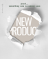 Gerissenes weißes Papier enthüllt "NEW PRODUCT" auf beigem Hintergrund. Oben steht "psssst... something new is coming soon".
