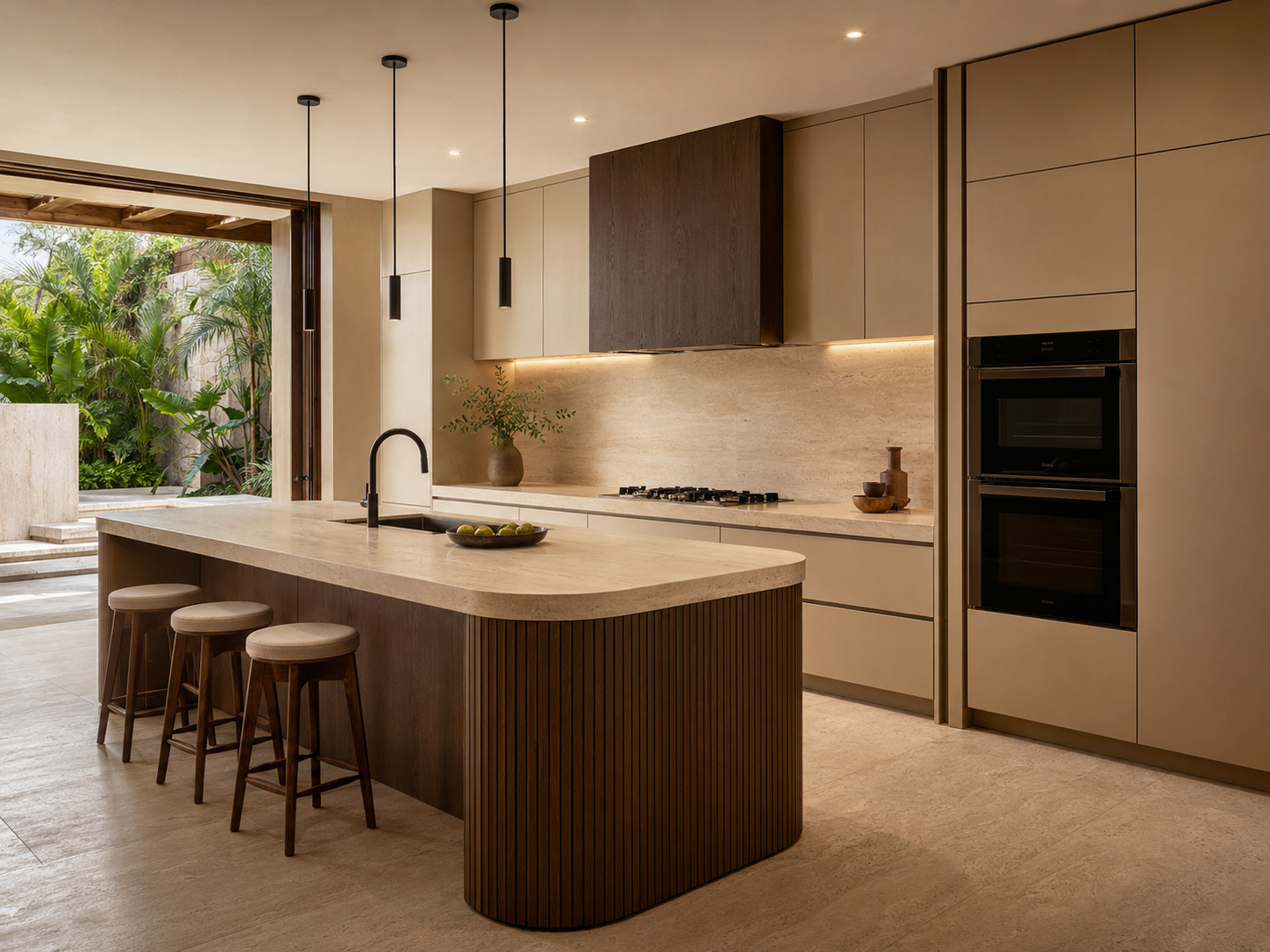 Cocina premium Coastal Contemporary diseñada a medida por Lolo Morales Studio