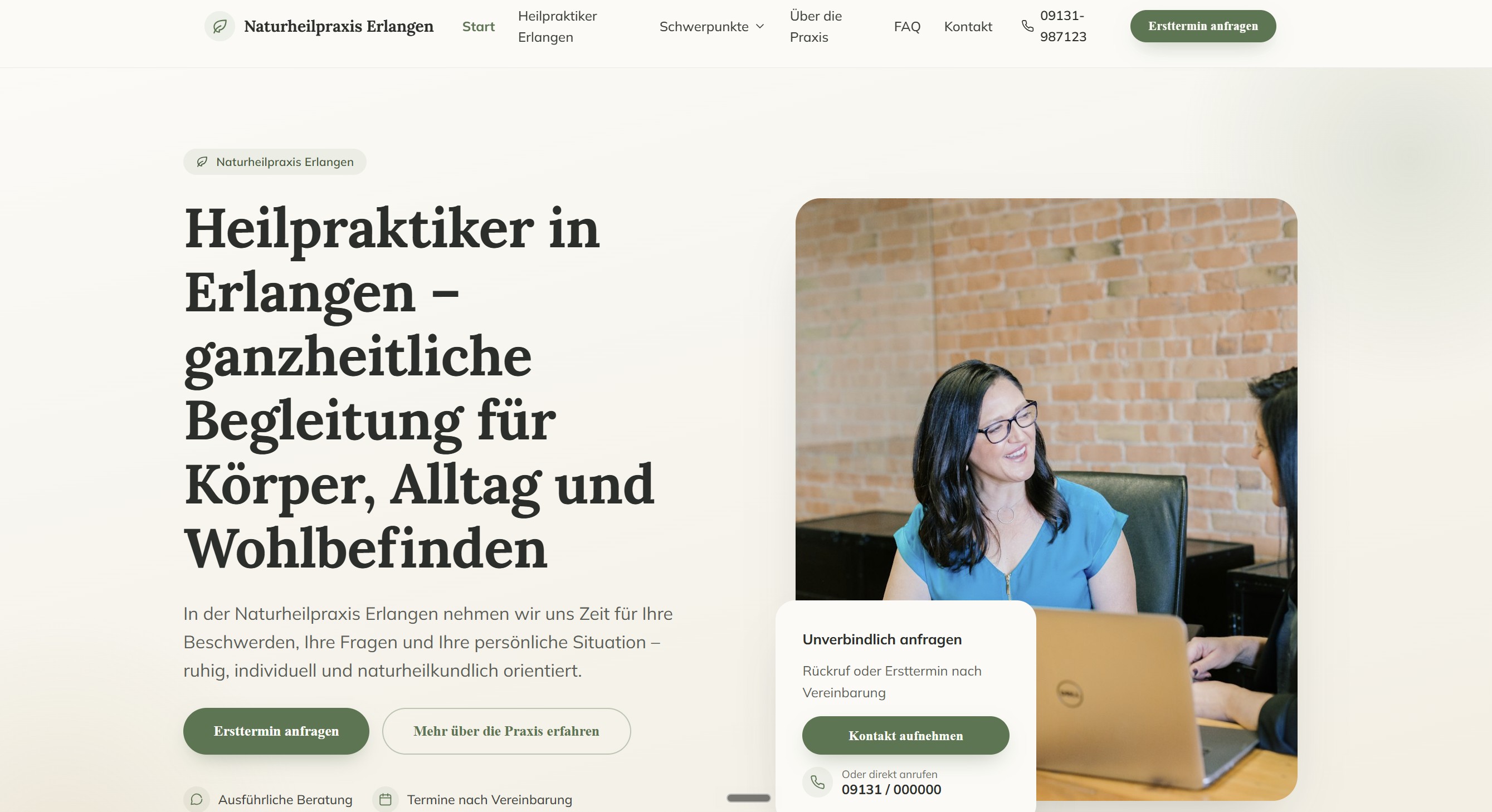 Webseite für Heilpraxis
