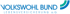 Blaues Logo "VOLKSBUND Deutsche Kriegsgräberfürsorge e. V." mit geschwungenen grünen Linien rechts.