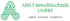 Logo der ABS Umwelttechnik GmbH mit grünem A-Symbol und Blatt, Text: ASBEST - BAUSTOFF - SANIERUNG.