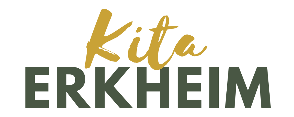 Logo mit "Kita" in goldener Schreibschrift und "ERKHEIM" in dunkelgrünen Großbuchstaben.