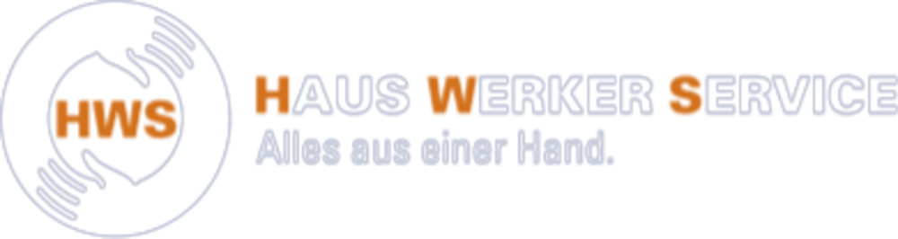 Logo mit HWS in einem Kreis aus Händen und dem Text "HAUS WERKER SERVICE Alles aus einer Hand."