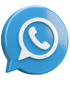 Blaues Sprechblasen-Symbol mit weißem Telefonhörer.