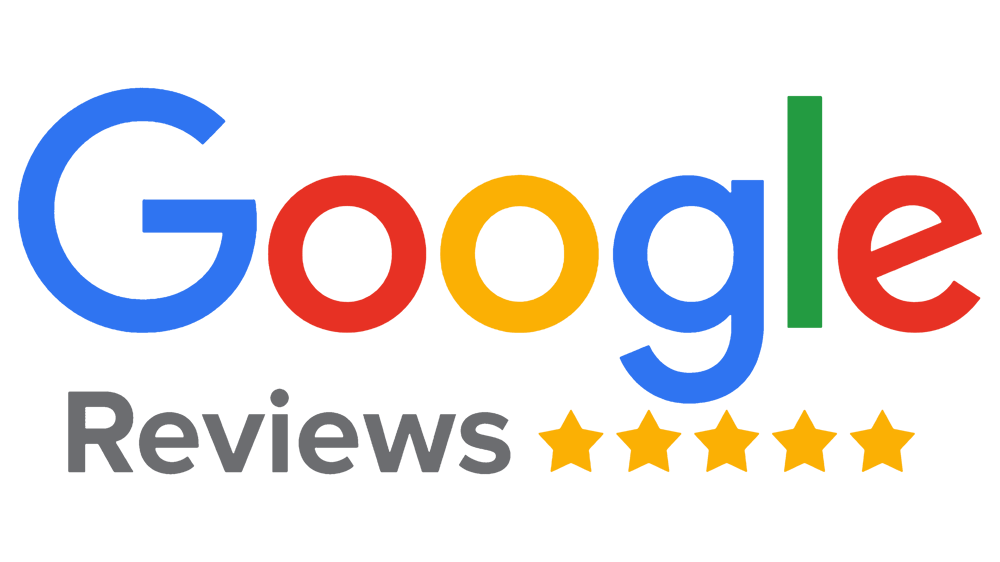 Google Reviews Logo mit fünf goldenen Sternen.