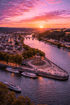Stadt Koblenz bei Sonnenuntergang