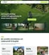 Website-Homepage für Landschaftsgestaltung mit einem Rasenmäher auf grünem Rasen und Text "Vertrauenswürdige Landschaftsgestaltung".