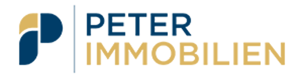 Logo Peter Immobilien mit stilisiertem blauem "P" und gelbem Viertelkreis.