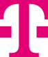 Magenta T-förmiges Logo auf dunkelgrünem Hintergrund.
