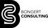 Bongert Consulting Logo mit abstraktem Buchstaben B aus verschlungenen Linien auf schwarzem Hintergrund.