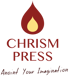 Red teardrop with a yellow flame inside, above "CHRISM PRESS" and "Anoint Your Imagination" text.