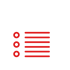 Weiße Umriss-Icons von zwei Dokumenten mit roten Textzeilen und drei roten Aufzählungspunkten.