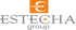 ESTECHA group Logo: Weißes, stilisiertes E auf orangefarbenem Quadrat über grauem Text "ESTECHA group".