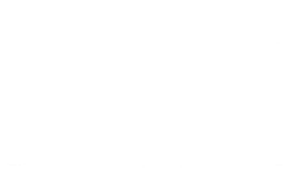 S&H Sachverständigenbüro Logo mit Autosilhouette, Text: Gutachten, Unfallanalyse, Bewertung.