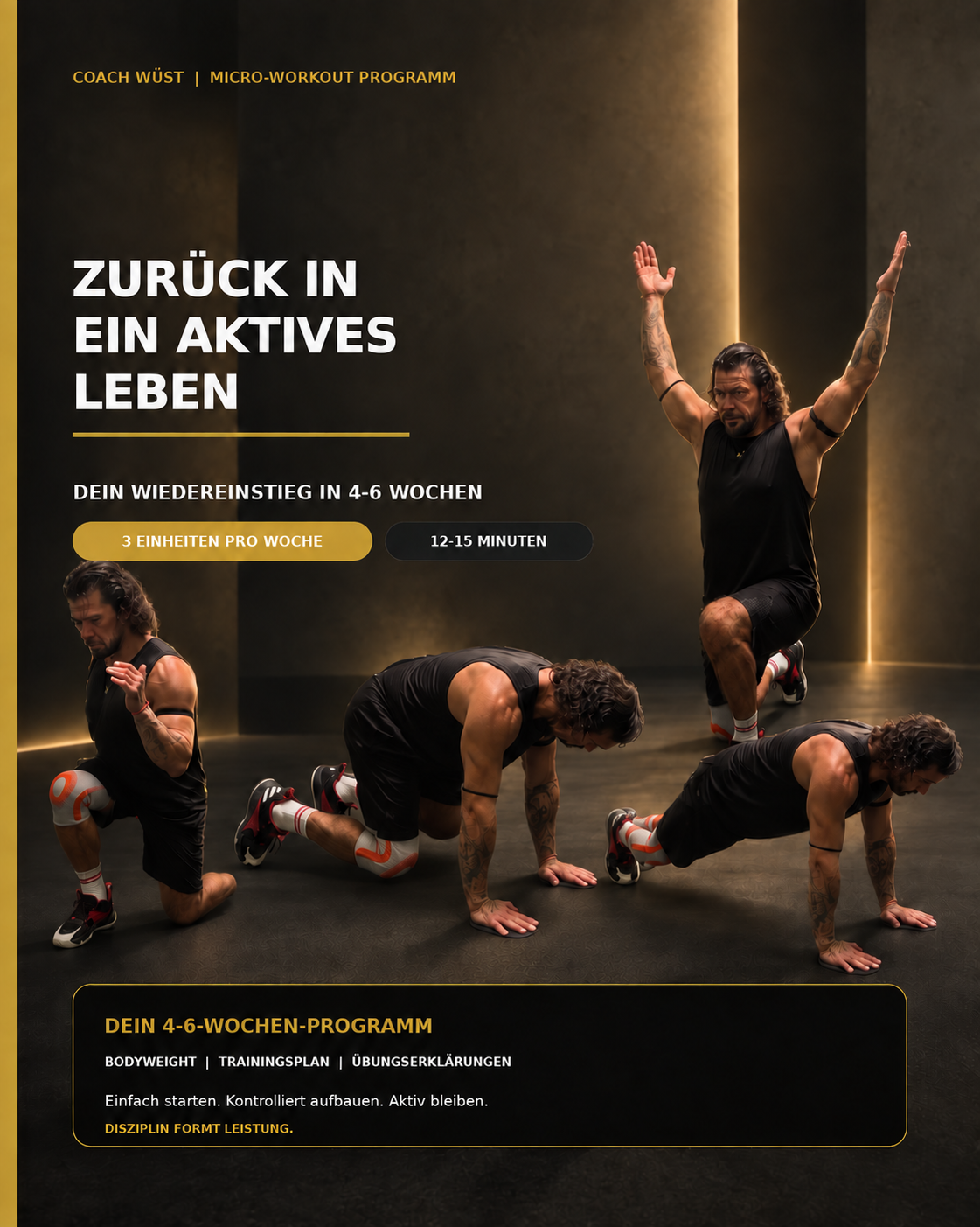 Cover des 4–6-Wochen-Programms „Zurück in ein aktives Leben“ von Coach Wüst