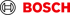 Schwarzes Bosch-Logo mit rotem Text auf dunkelgrünem Hintergrund.